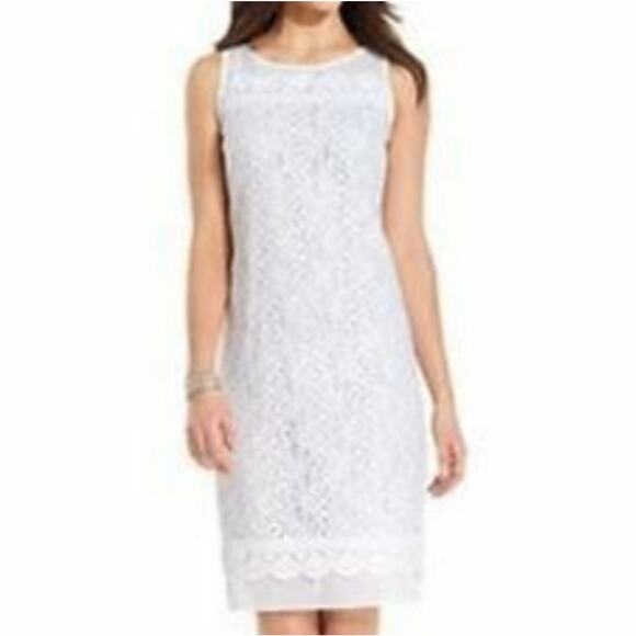 ELLEN TRACY WHITE LACE SHIFT DRESS SIZE 2 - Picture 1 of 14